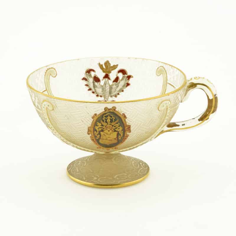 Daum Nancy Enamel Cameo Glass Cup & Saucer - Image 2