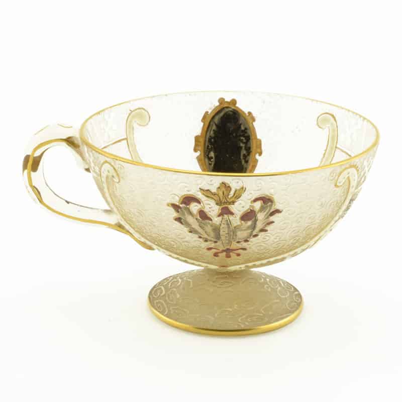 Daum Nancy Enamel Cameo Glass Cup & Saucer - Image 3
