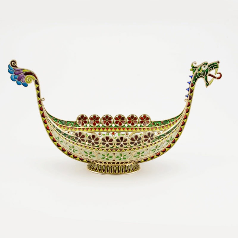 A Marius Hammer plique-à-jour enamel Viking boat - Image 2