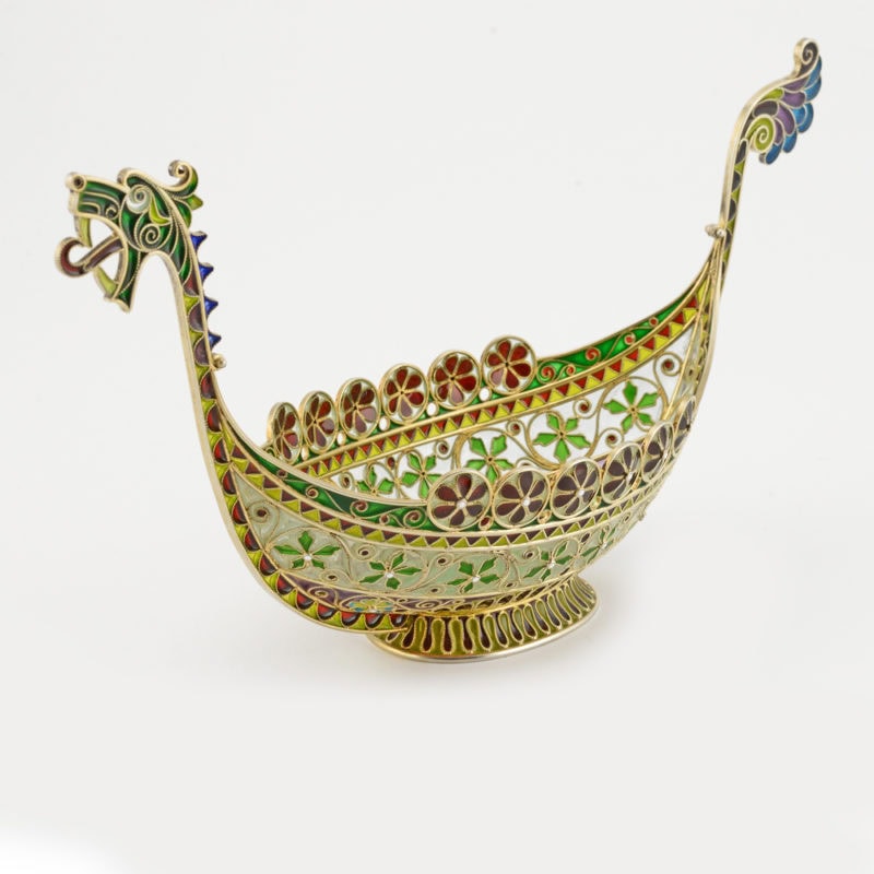 A Marius Hammer plique-à-jour enamel Viking boat - Image 3