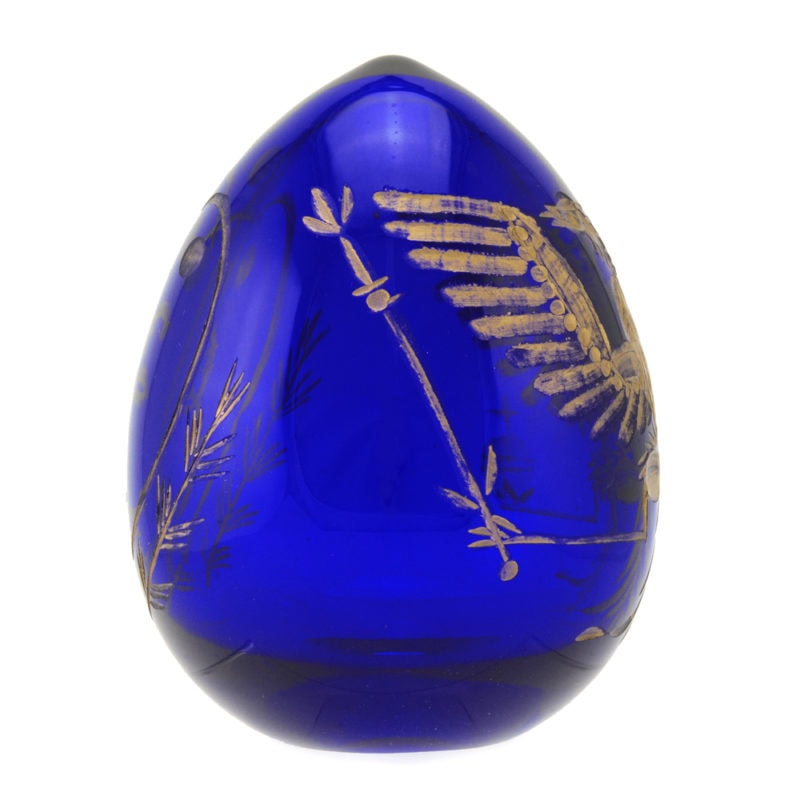 Russian Imperial cobalt blue glass Easter egg - Image 2