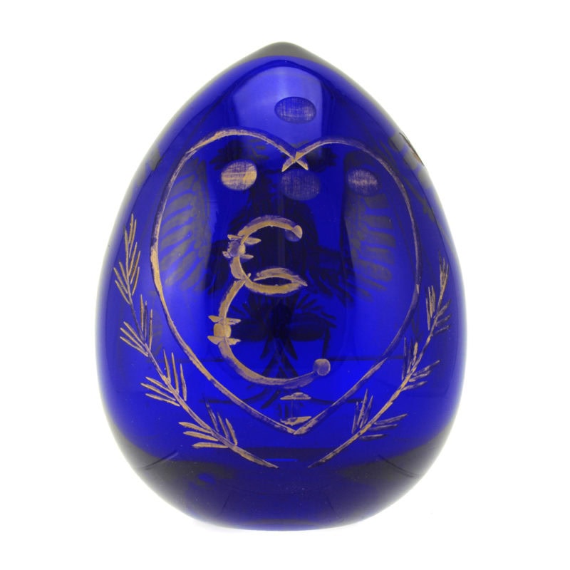 Russian Imperial cobalt blue glass Easter egg - Image 3