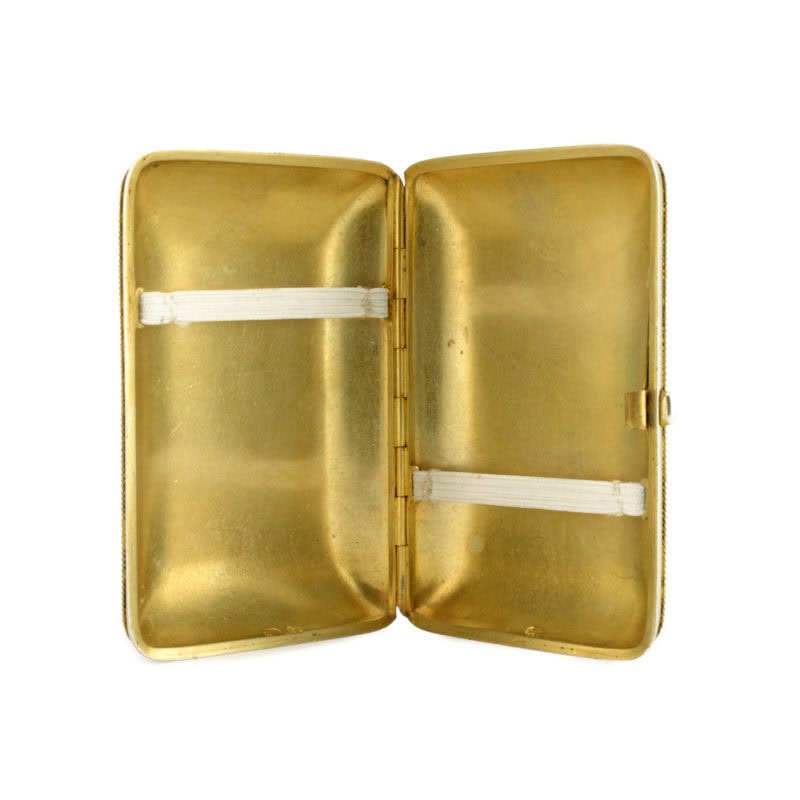 A Russian gilded silver, cloisonné, & guilloché enamel cigarette case with paillon bouquets by Grachev - Image 3
