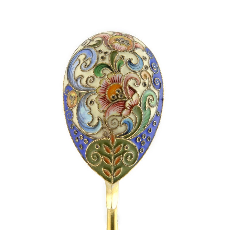 Feodor Rückert shaded cloisonné enamel teaspoon