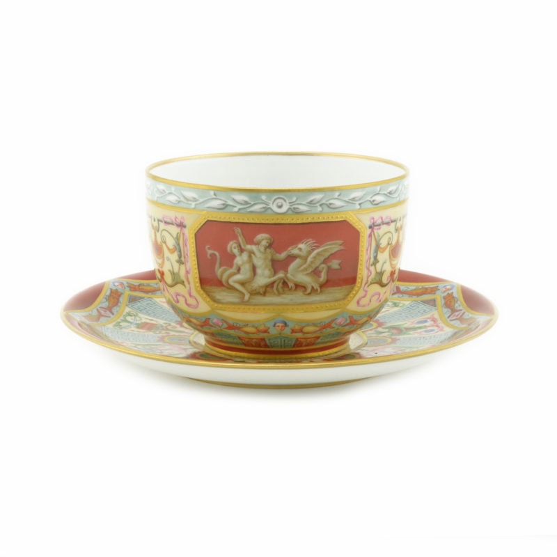 Rare Russian Imperial porcelain cup & saucer from the Raphael Service - Image 3