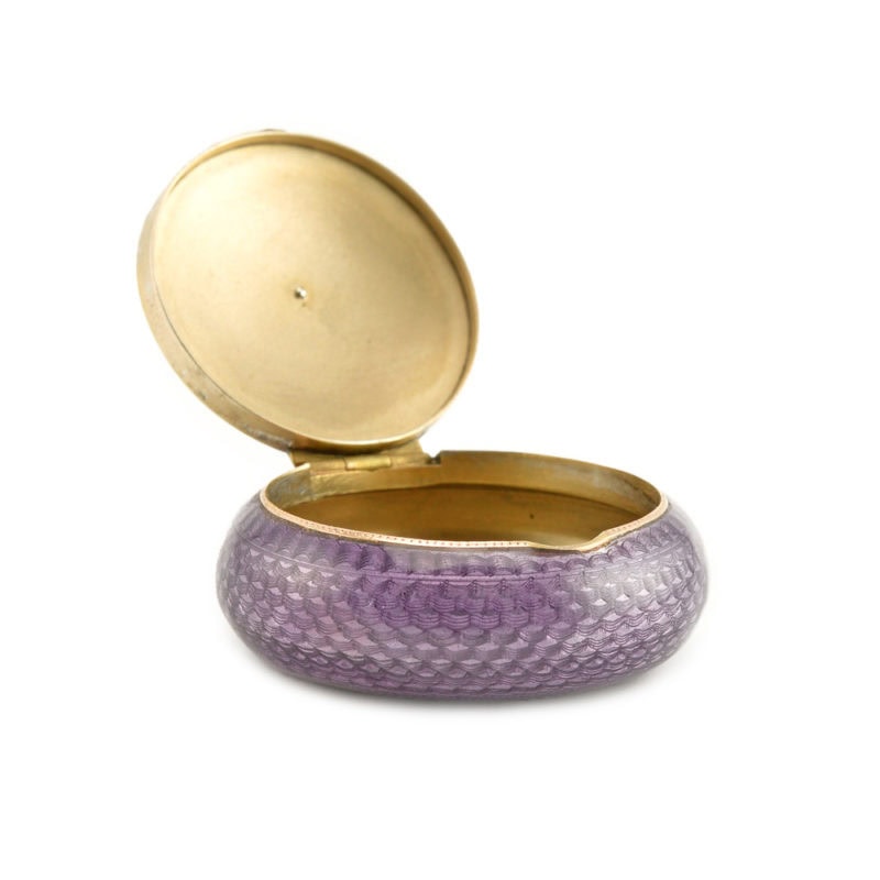 Britzin jeweled varicolor gold-mounted gilded silver & guilloché enamel pillbox - Image 6