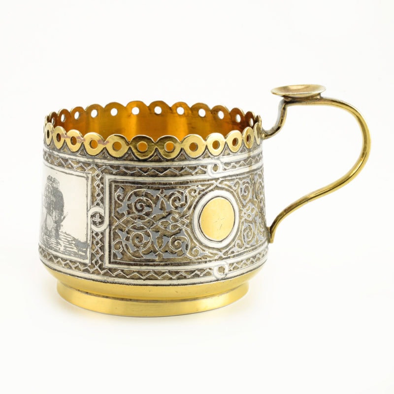 Russian silver & niello tea glass holder - Image 2