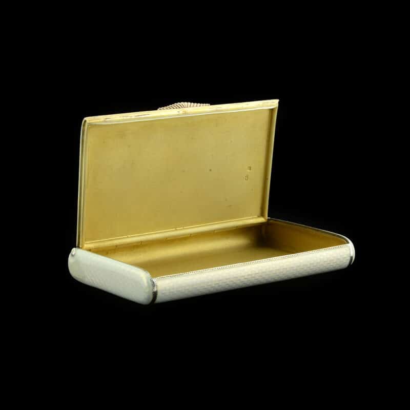 A Russian Gilded Silver and Guilloche Enamel Cigarette Case, Workmaster Ivan Britzin - Image 6