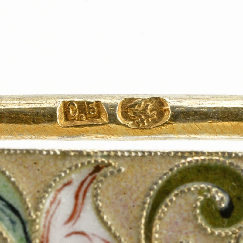 Russian gilded silver & shaded cloisonné enamel belt buckle - Image 6