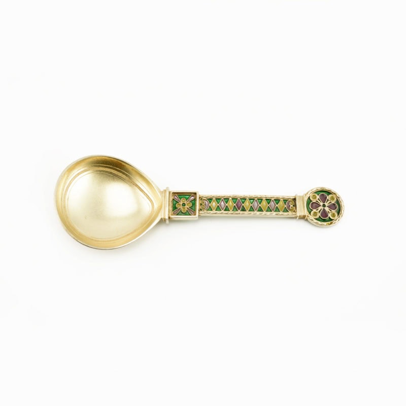 Norwegian plique-à-jour enamel serving spoon