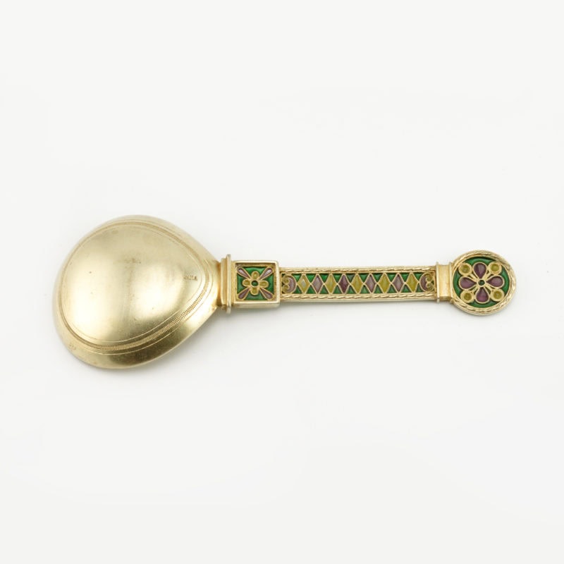 Norwegian plique-à-jour enamel serving spoon - Image 2