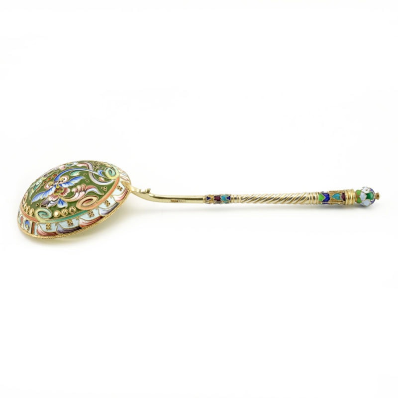 Shaded cloisonné enamel serving spoon by Moscow master NVM - Image 2