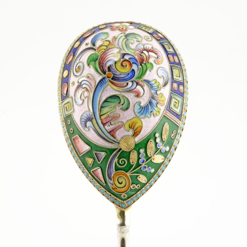6th Artel shaded cloisonné enamel serving spoon