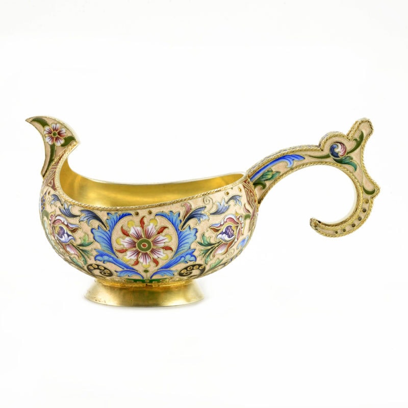 Feodor Rückert shaded cloisonné enamel kovsh
