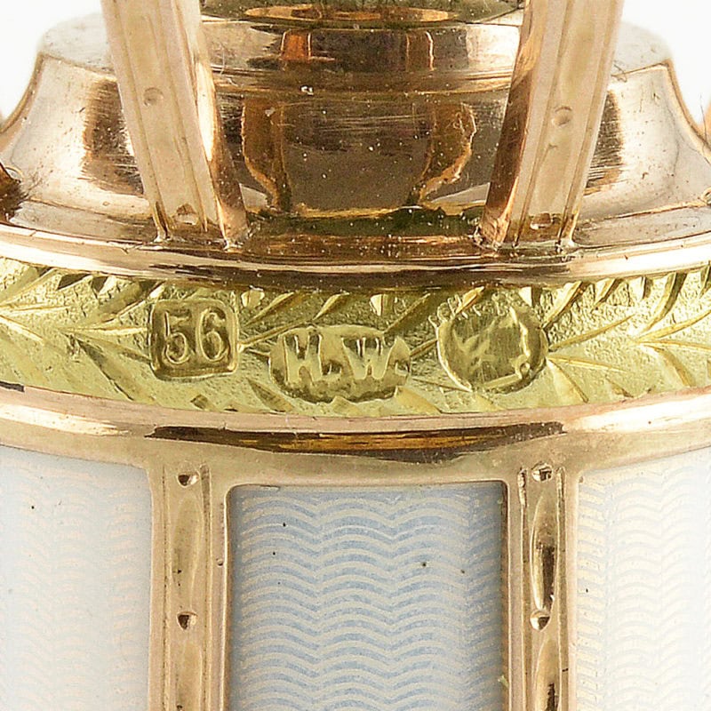 Fabergé Wigström jeweled varicolor gold, nephrite, & guilloché enamel parasol handle - Image 5