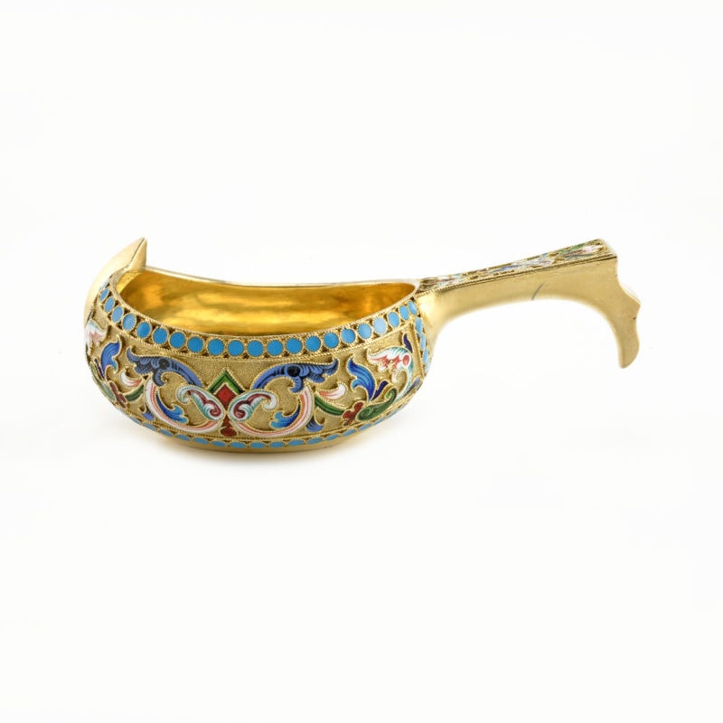 Ivan Saltykov shaded cloisonné enamel kovsh