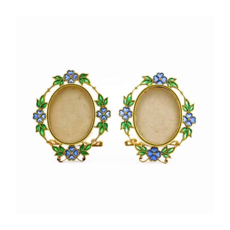 A pair of Austrian gilded silver & plique-a-jour enamel miniature photograph frames by Georg Adam Scheid - Image 2