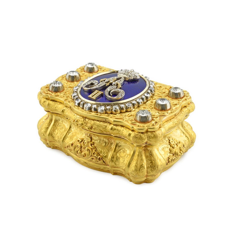 Alexander II: A jeweled gold & guilloché enamel Russian Imperial presentation snuff box - Image 2