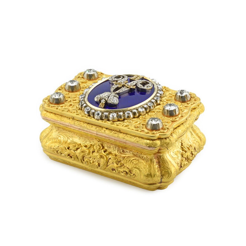 Alexander II: A jeweled gold & guilloché enamel Russian Imperial presentation snuff box - Image 3