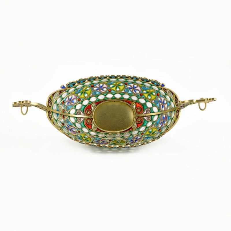 Norwegian gilded silver & plique-à-jour enamel Dragon boat bowl - Image 4