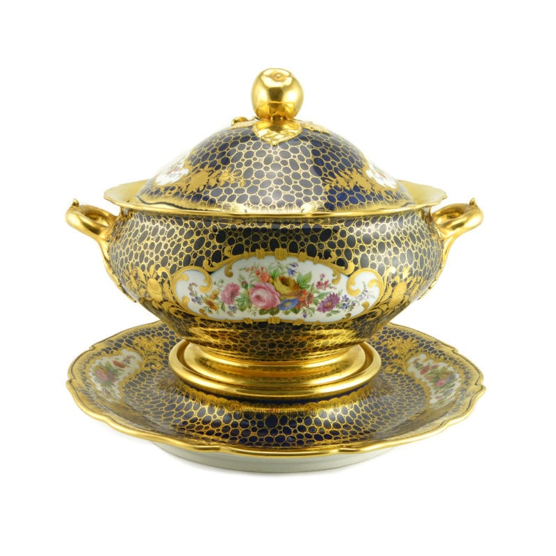 An impressive Imperial Porcelain Factory tureen with cover & underplate from the so-called Cobalt Service