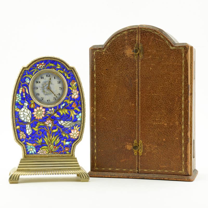 Rare Swiss Plique-à-Jour Enamel Desk Clock - Image 3