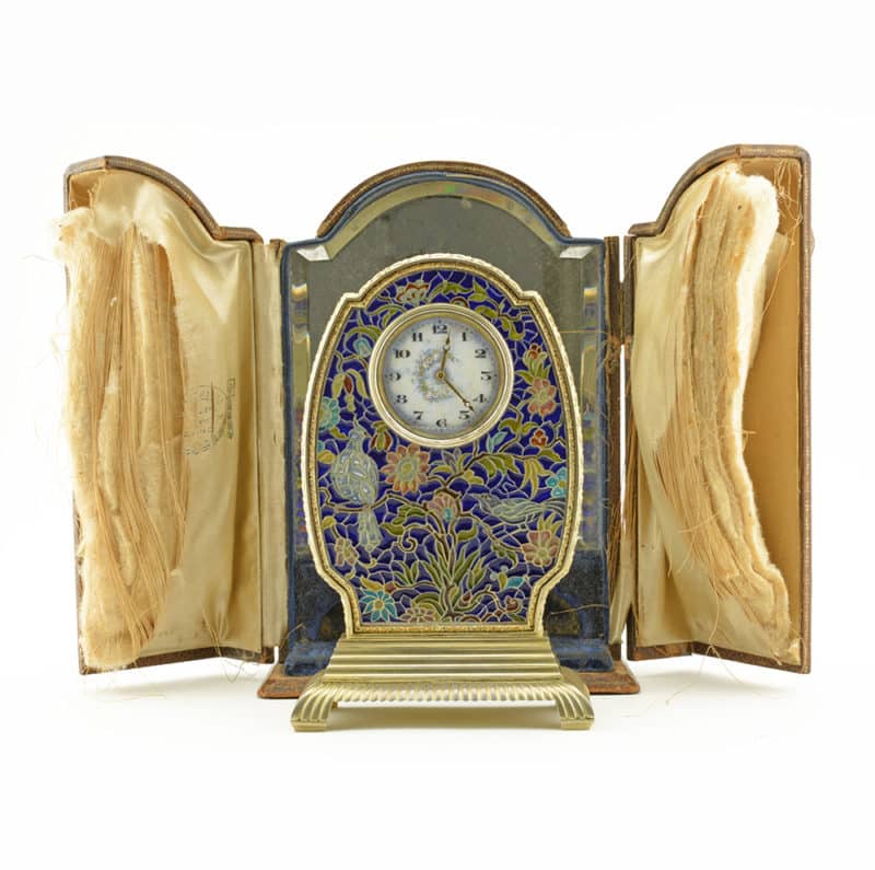 Rare Swiss Plique-à-Jour Enamel Desk Clock - Image 2