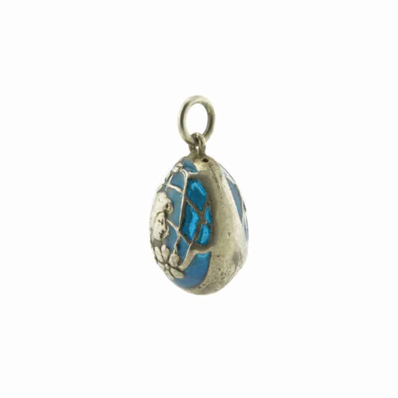 A Russian silver and glass enamel pendant egg - Image 2