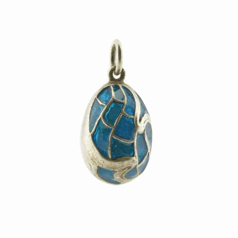 A Russian silver and glass enamel pendant egg - Image 4