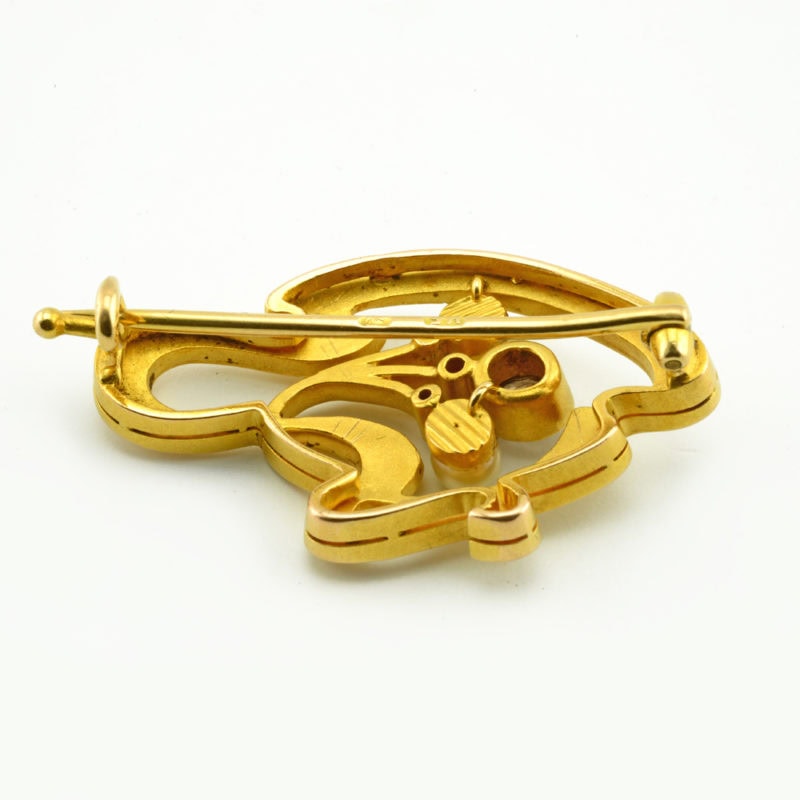 A Russian gold, diamond, & pearl Art Nouveau brooch by Court Jeweler Karl Bok - Image 2