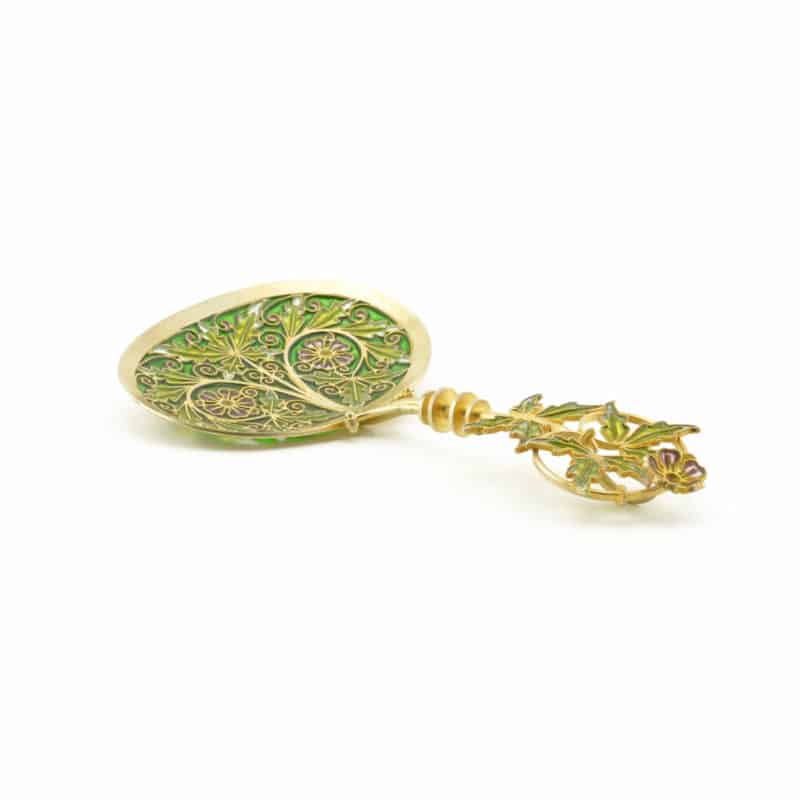 A Norwegian silver gilt & plique-à-jour enamel serving spoon, Jacob Tostrup - Image 4