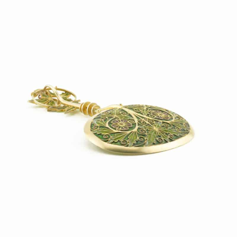 A Norwegian silver gilt & plique-à-jour enamel serving spoon, Jacob Tostrup - Image 5