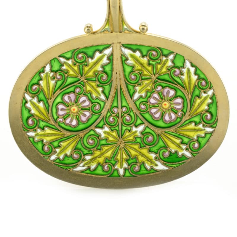 A Norwegian silver gilt & plique-à-jour enamel serving spoon, Jacob Tostrup - Image 6