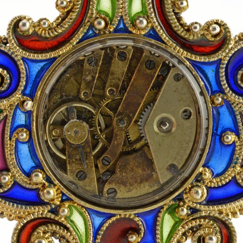 Unusual Scheid plique-à-jour enamel desk clock - Image 4