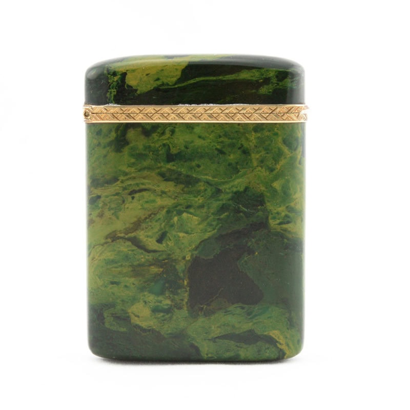 Austrian gold-mounted green stone case