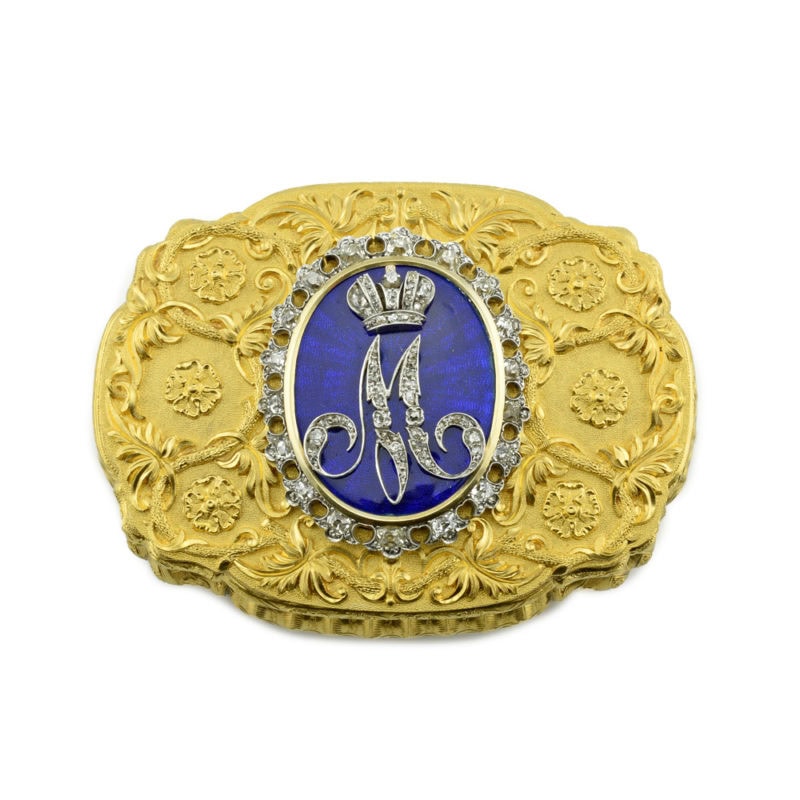 Empress Maria Alexandrovna: A diamond-set gold Imperial presentation snuffbox