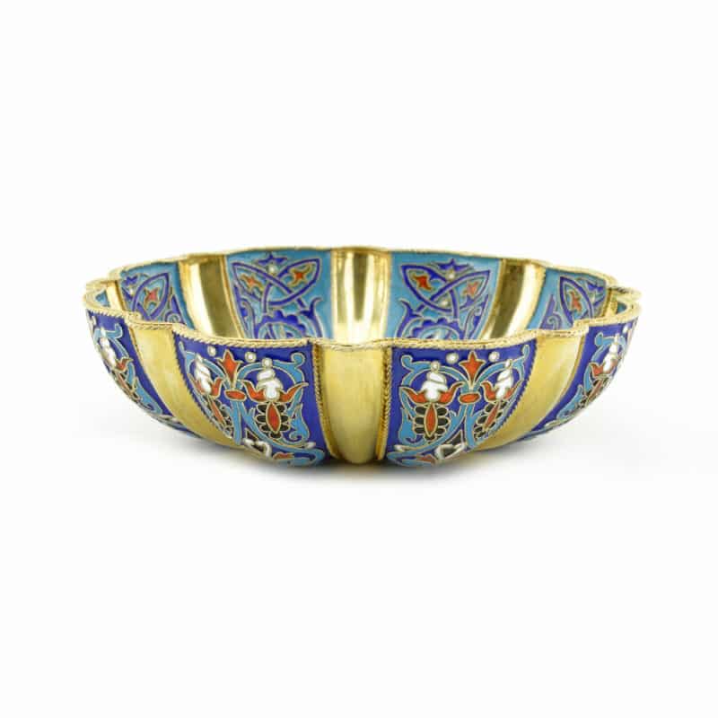 Khlebnikov 1883 gilded silver & cloisonné enamel bowl - Image 2