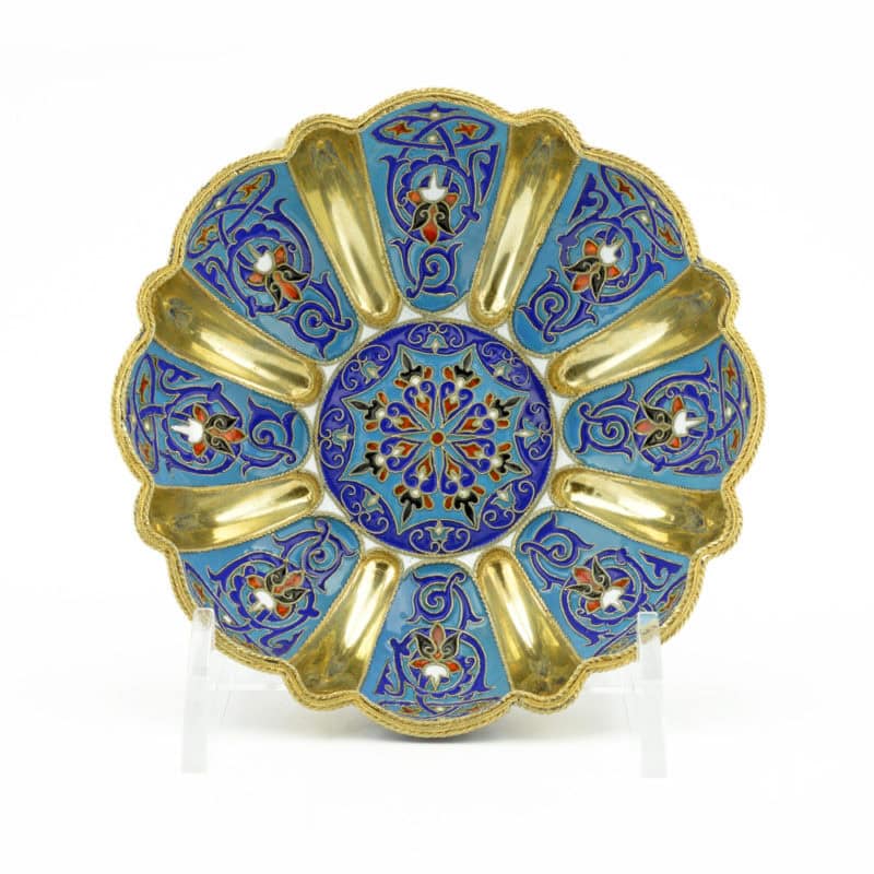 Khlebnikov 1883 gilded silver & cloisonné enamel bowl - Image 3
