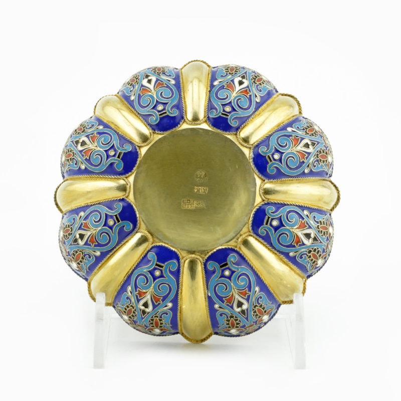 Khlebnikov 1883 gilded silver & cloisonné enamel bowl - Image 4