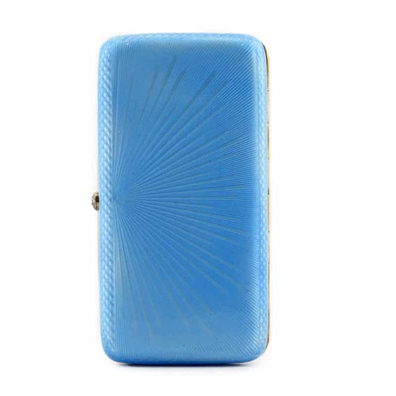 A Faberge jeweled gilded silver & guilloche enamel ladies cigarette case by August Hollming - Image 2