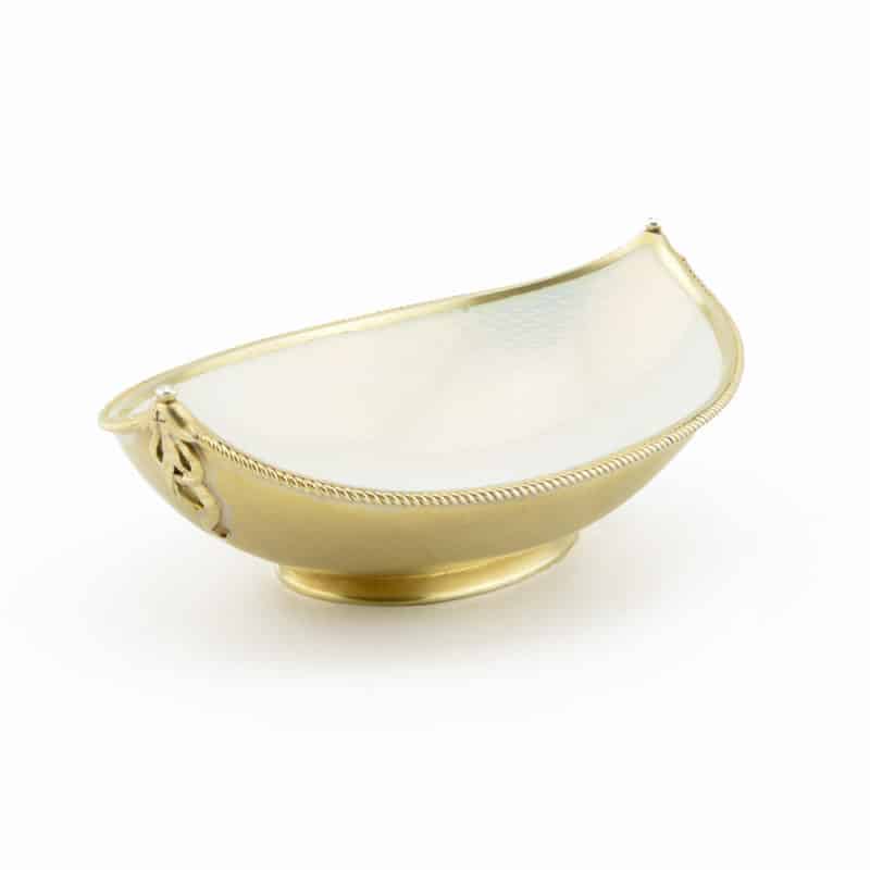 A Fabergé opalescent white guilloché enamel tray