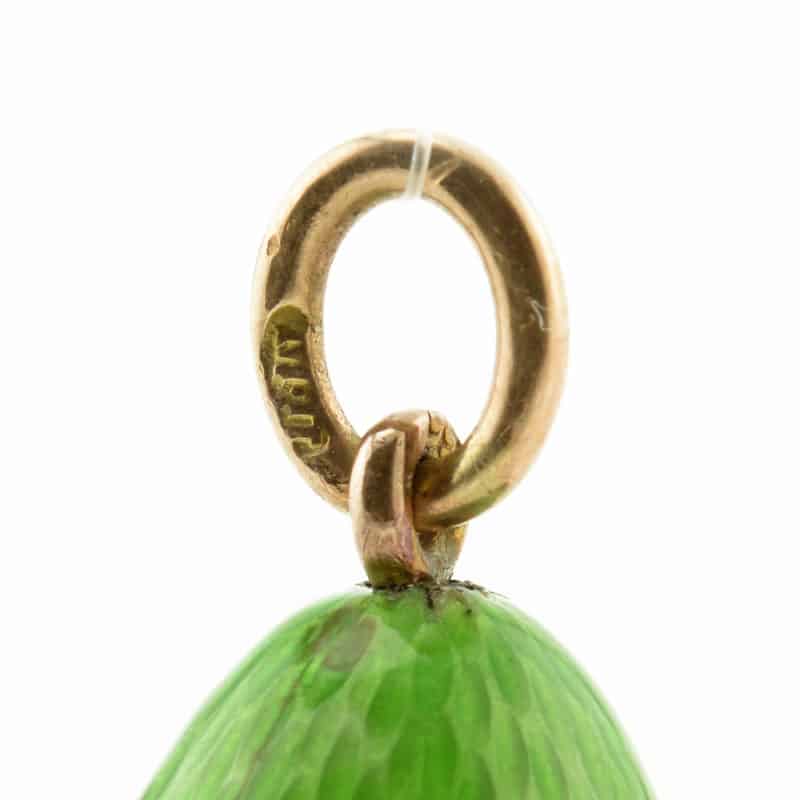 A Fabergé gold & guilloché enamel miniature pendant egg, workmaster Michael Perchin - Image 4