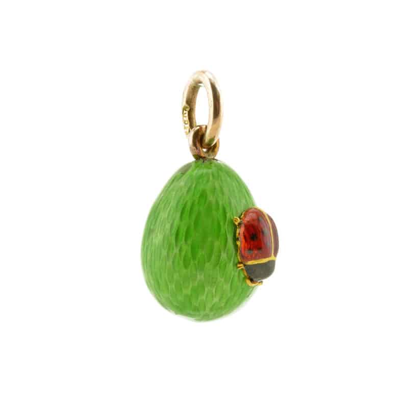 A Fabergé gold & guilloché enamel miniature pendant egg, workmaster Michael Perchin - Image 2