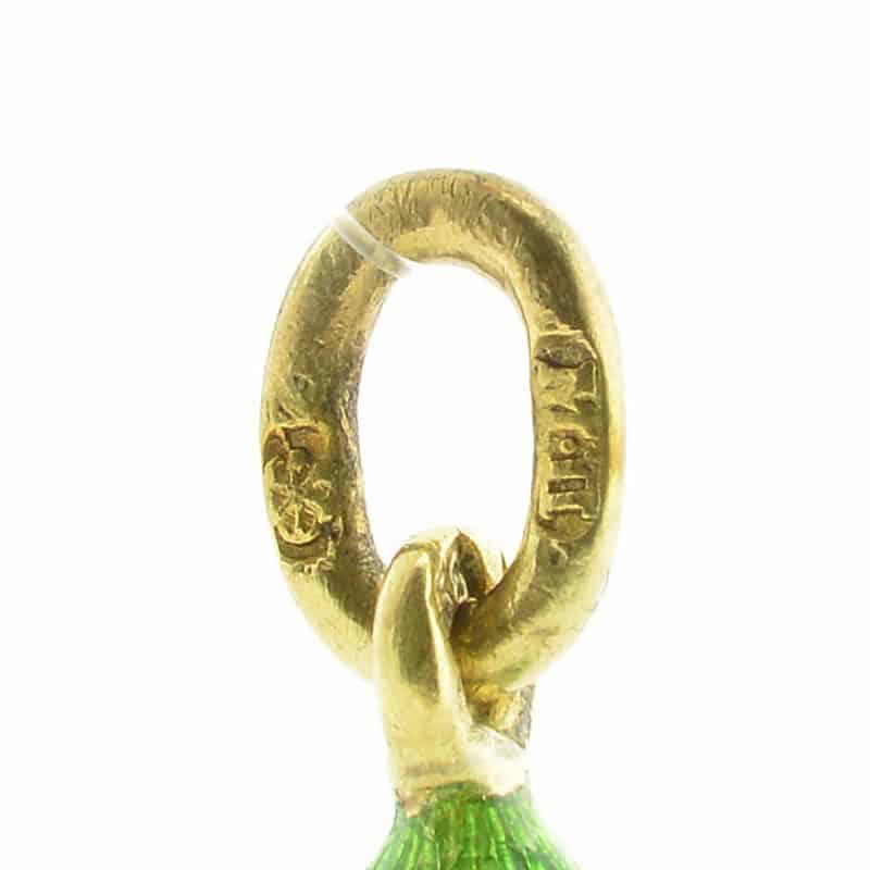 Antique Fabergé gold & guilloché enamel miniature pendant egg by workmaster Michael Perchin - Image 3