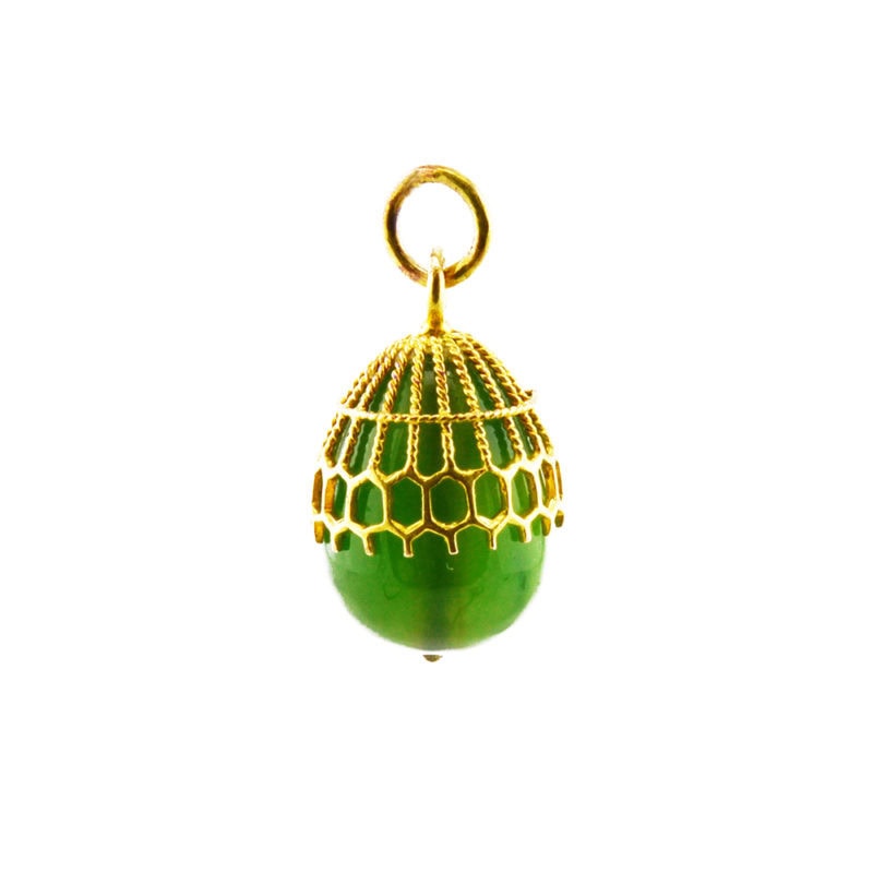 Russian gold & nephrite miniature pendant Easter egg - Image 2