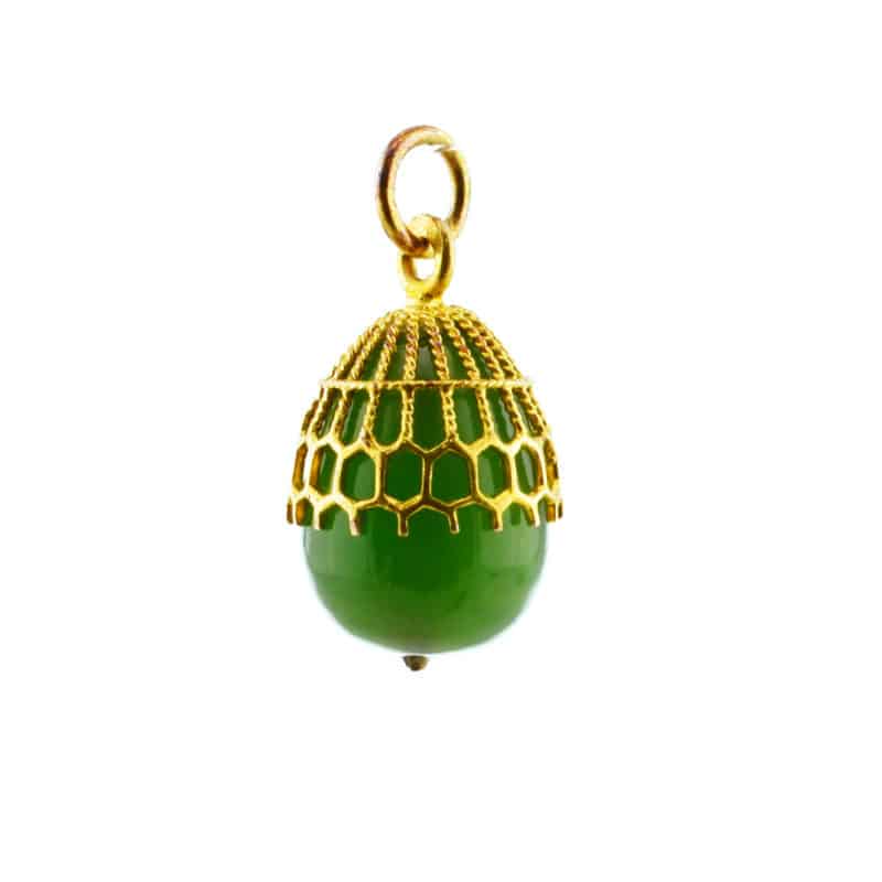 Russian gold & nephrite miniature pendant Easter egg