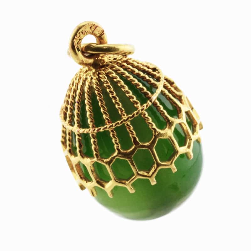 Russian gold & nephrite miniature pendant Easter egg - Image 3