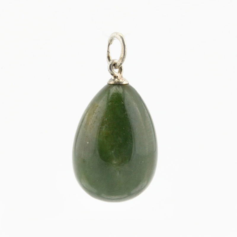 Russian gilded silver & nephrite miniature pendant Easter egg