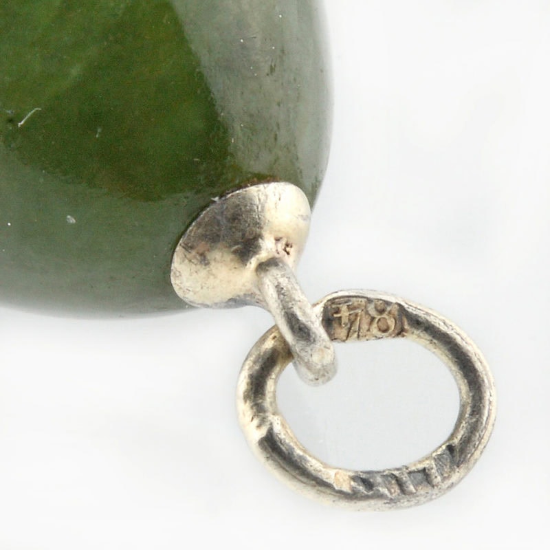 Russian gilded silver & nephrite miniature pendant Easter egg - Image 2