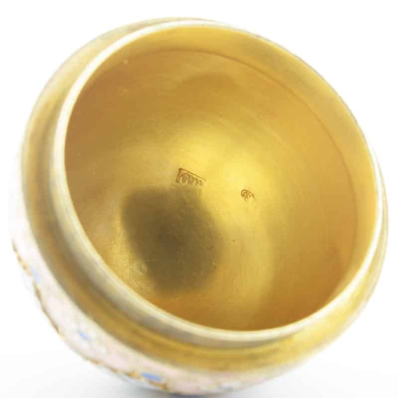 Ovchinnikov silver gilt & pastel cloisonné enamel Easter egg with paillons - Image 4